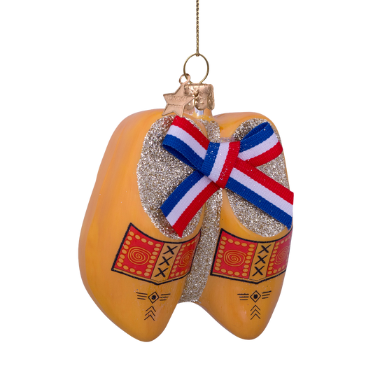 Ornament glass traditional clogs w/Dutch bow H8.5cm w/box