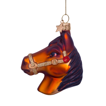 Ornament glass brown horse H8.5cm