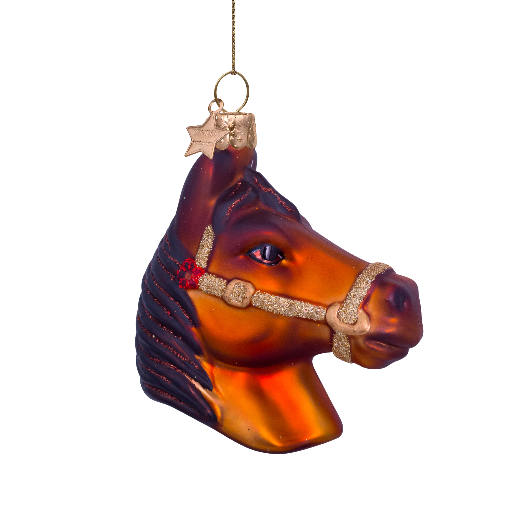 Ornament glass brown horse H8.5cm