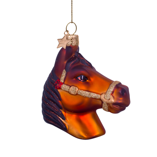 Ornament glass brown horse H8.5cm