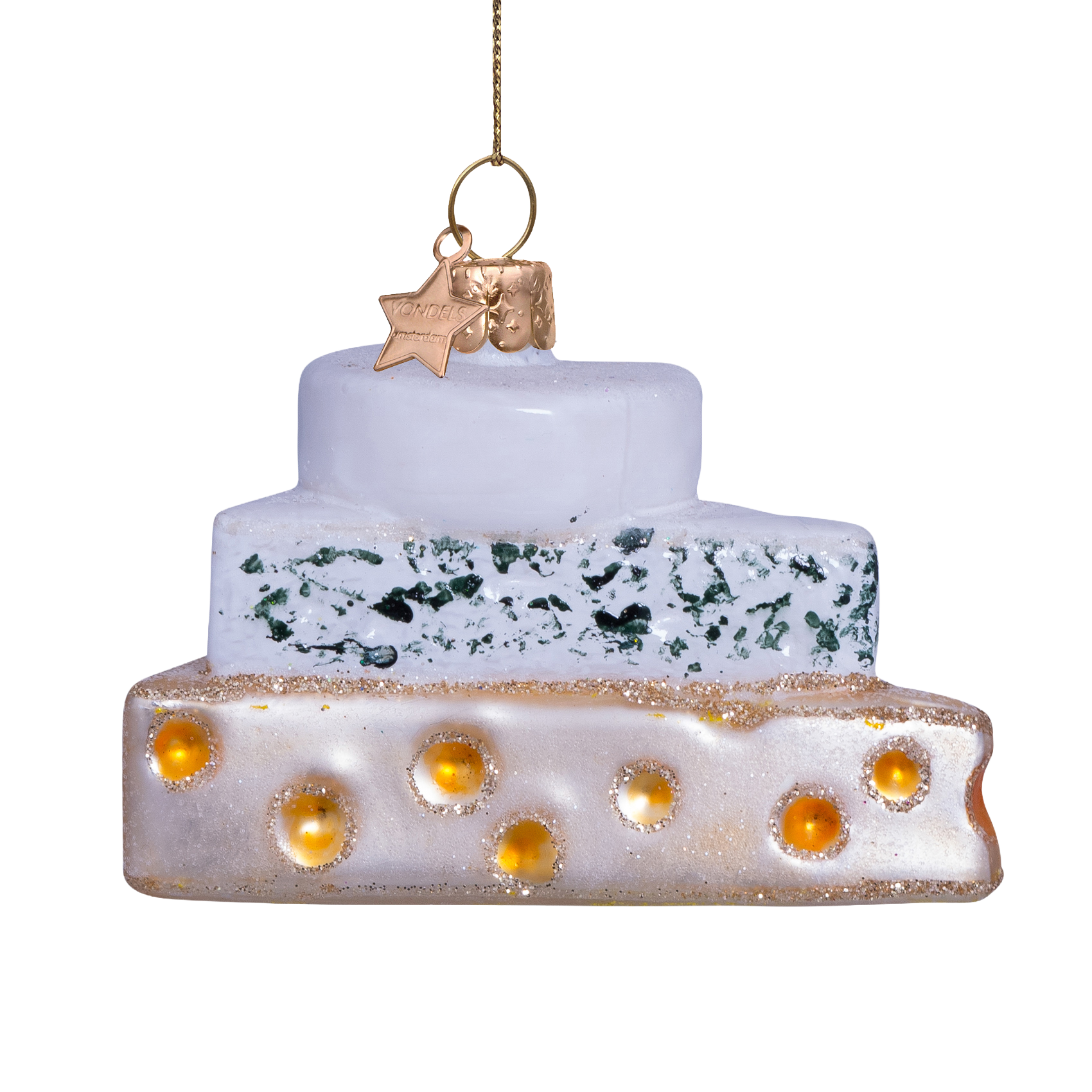 Ornament glass triple cheese H5.5cm