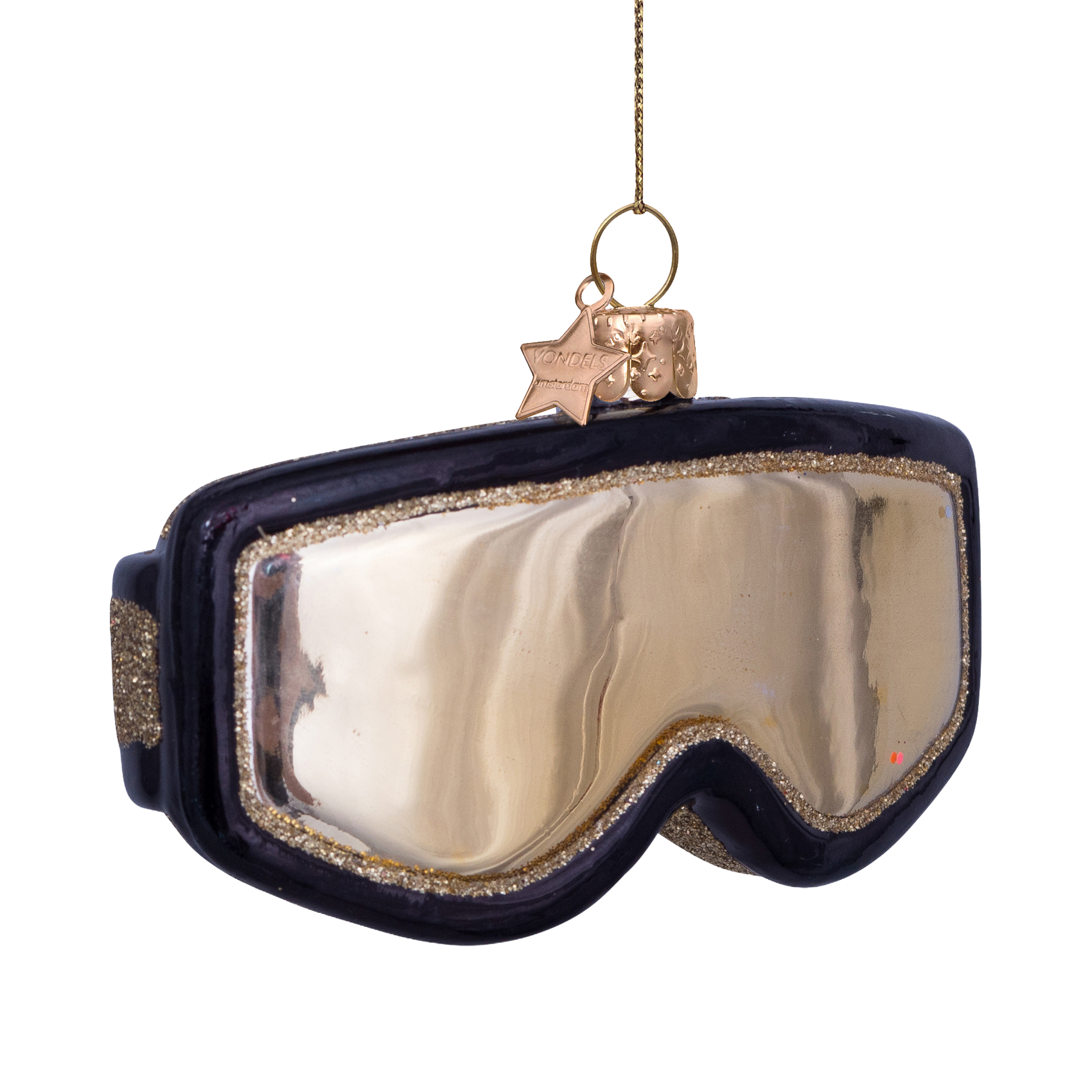 Zierglas-Skibrille schwarz/gold H5cm#