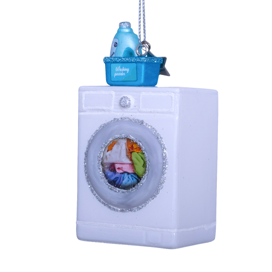 Ornament glass white washing machine H9cm