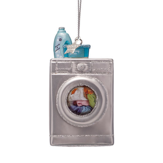 Ornament glass white washing machine H9cm