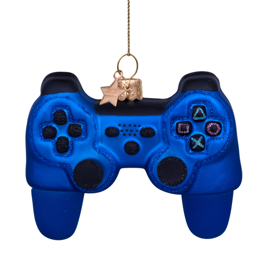 Ornament glass blue matt controller H8cm
