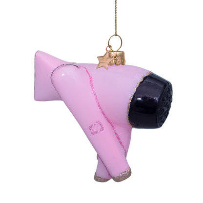 Ornament glass pink hair dryer set H8cm