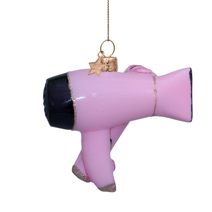Ornament glass pink hair dryer set H8cm