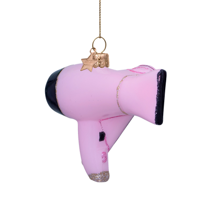 Ornament glass pink hair dryer set H8cm