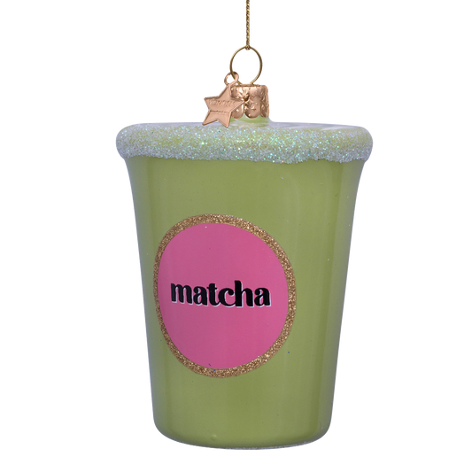 Ornament glass Matcha tea latte H8cm