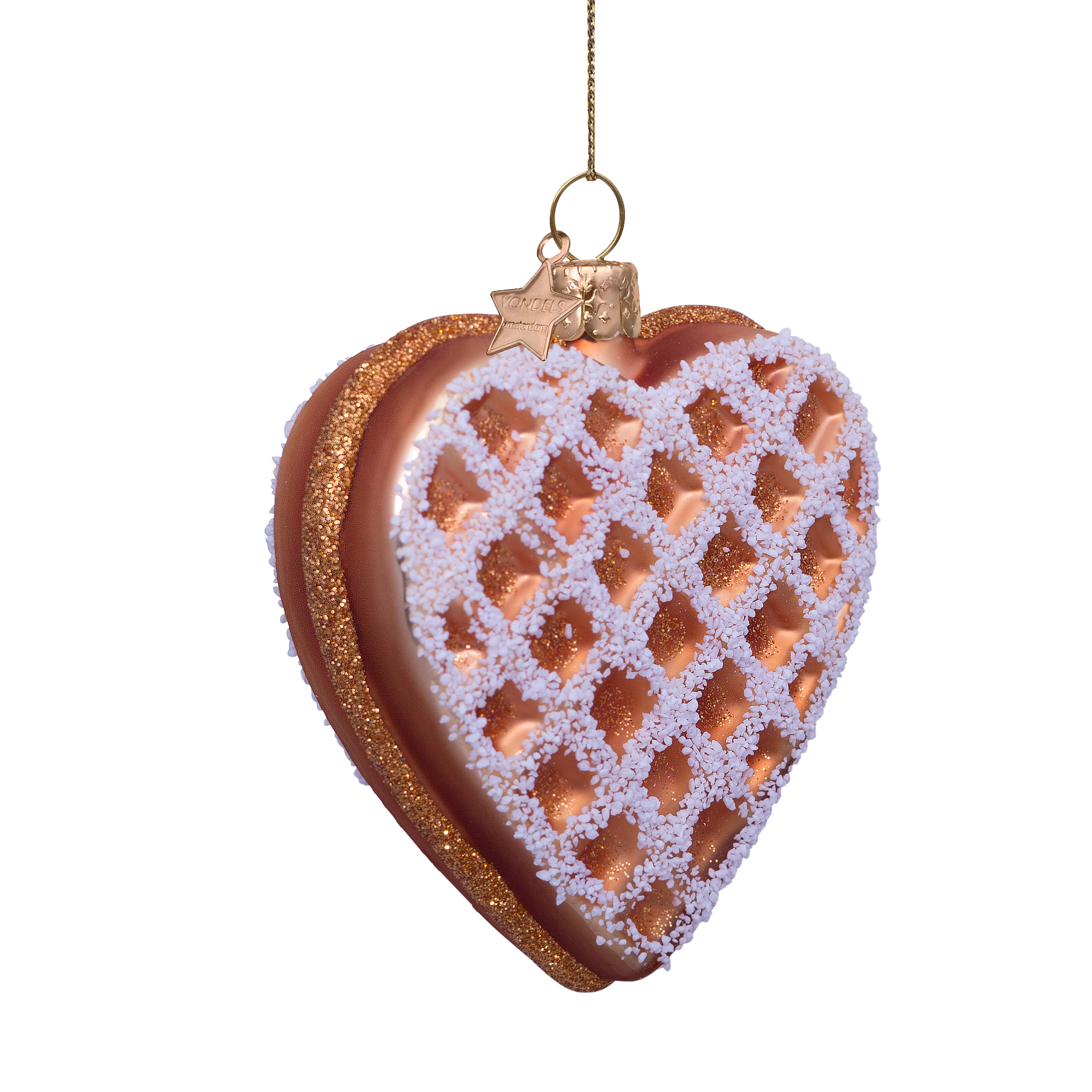 Herzförmige Glaswaffel mit Eis, H 8 cm