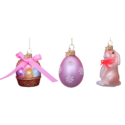 Orn glass Easter set Hidden Treasure Eggs w/box H6cm