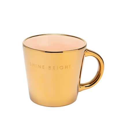 Cappuccino cup ceramic shine bright gold ecru 250ml*