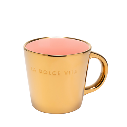 Cappuccino cup ceramic la dolce vita gold pink 250ml*