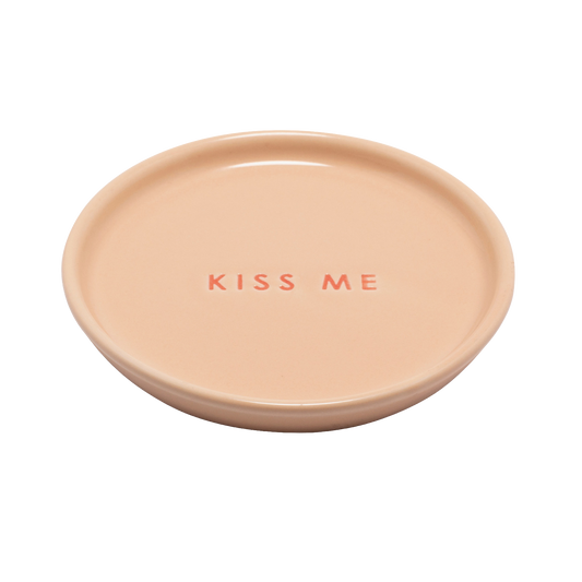 Ceramic petit four plate KISS ME camel ø8.5cm#