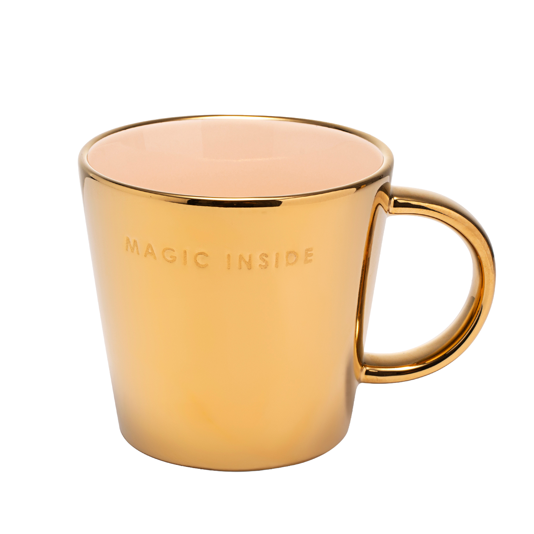 Tea cup ceramic magic inside gold ecru 350ml*