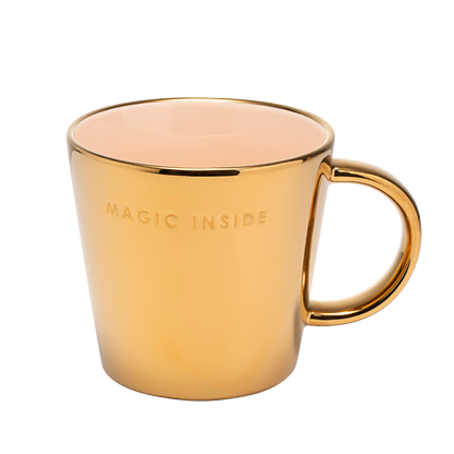 Tea cup ceramic magic inside gold ecru 350ml*