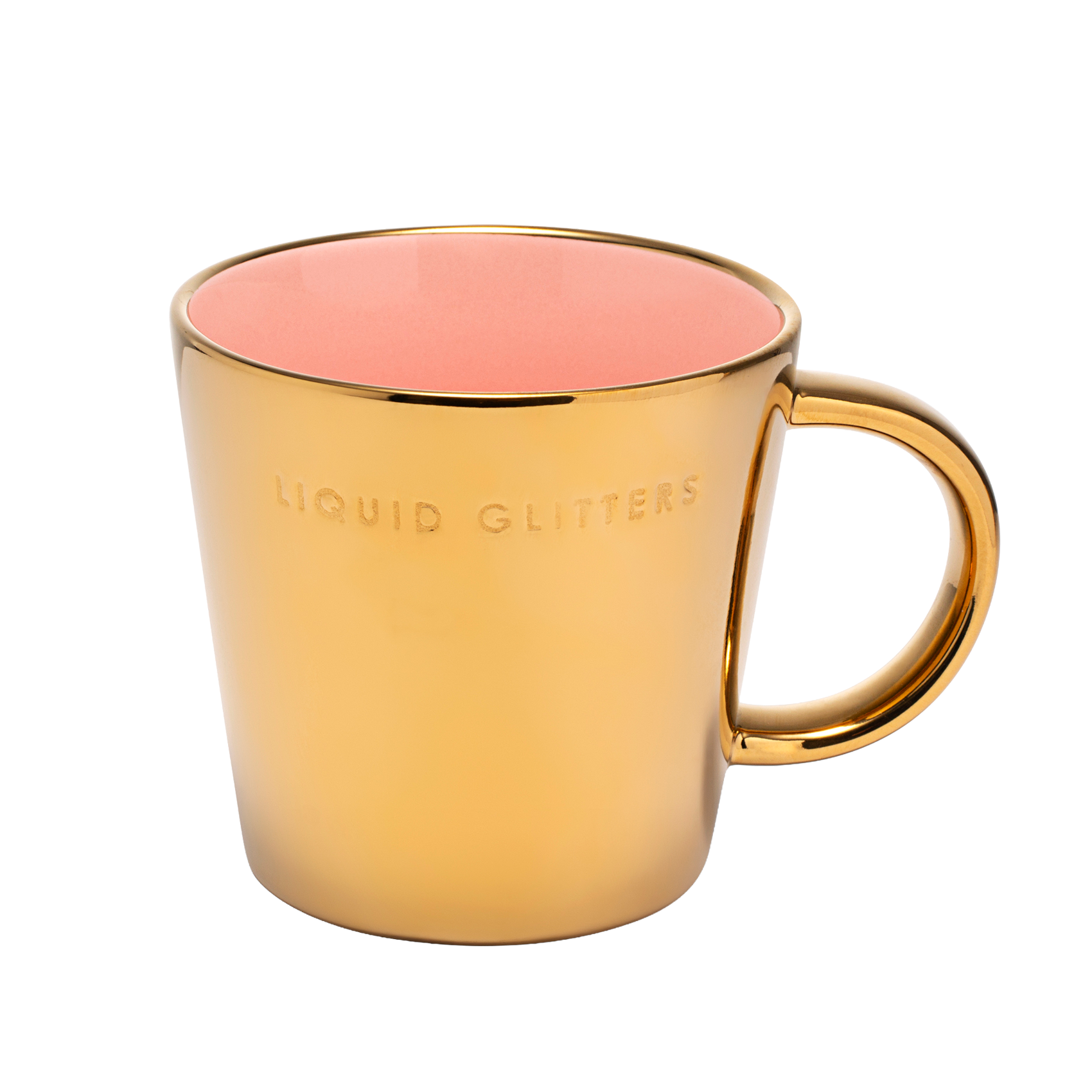Tea cup ceramic liquid glitters gold pink 350ml*