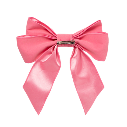 Velvet bow with clip set of 2 light pink 20cm