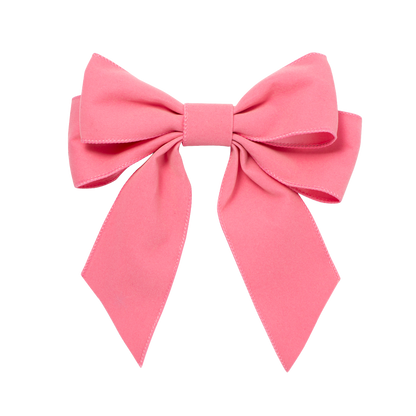 Velvet bow with clip set of 2 light pink 20cm