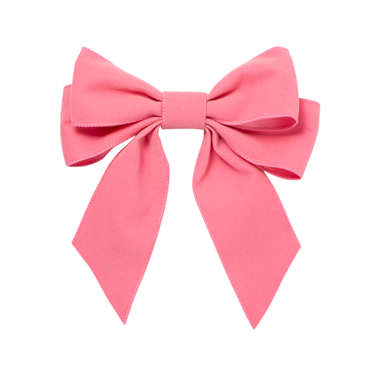 Velvet bow with clip set of 2 light pink 20cm