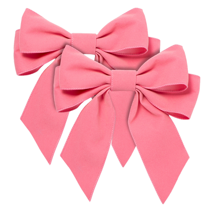 Velvet bow with clip set of 2 light pink 20cm