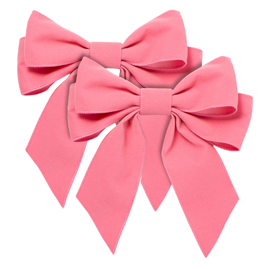 Velvet bow with clip set of 2 light pink 20cm