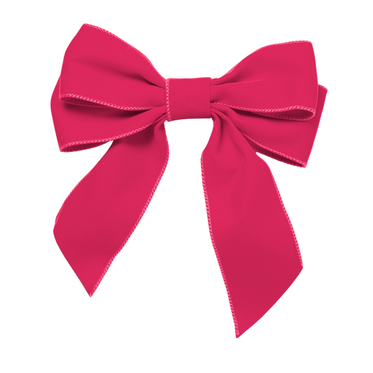 Velvet bow with clip set of 2 pink 20cm