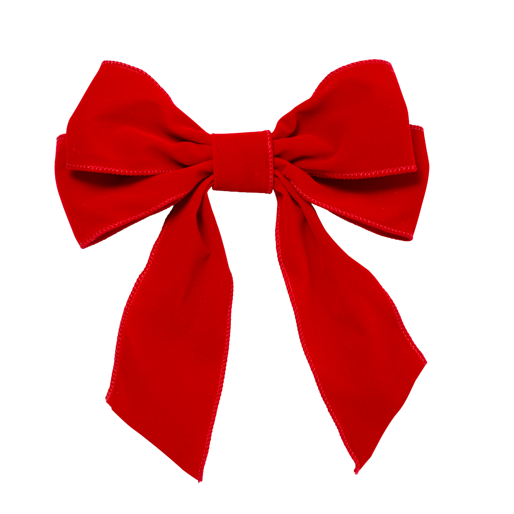 Velvet bow with clip set of 2 red 20cm
