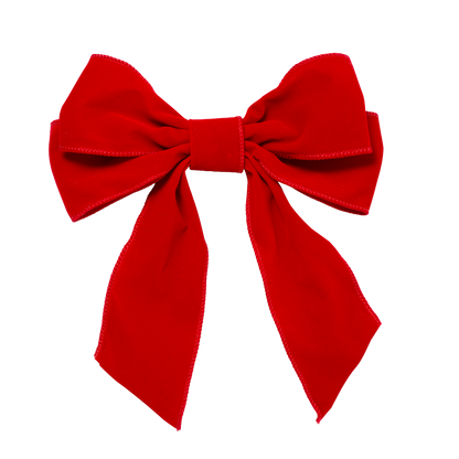 Velvet bow with clip set of 2 red 20cm