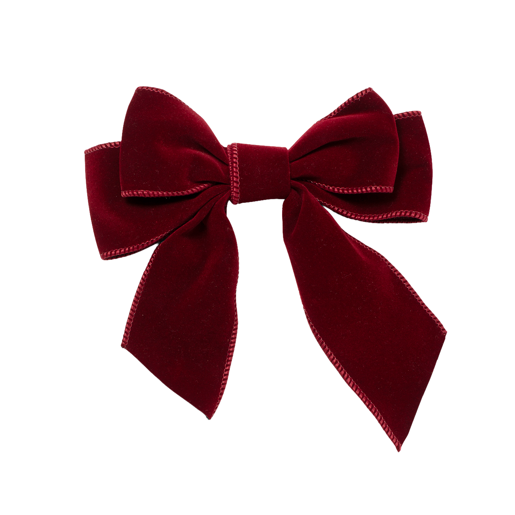 Velvet bow with clip set of 2 burgundy 20cm