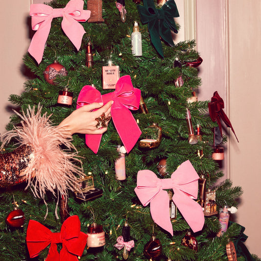 Velvet bow with clip set of 2 burgundy 20cm