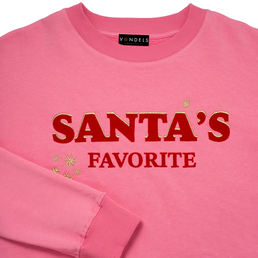 Sweater santa's favorite pink L/XL