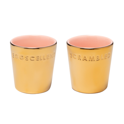 Egg cups ceramic gold pink set of 2*