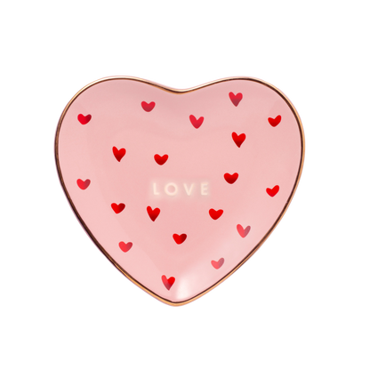 Plate heart porcelain LOVE pink 14cm*