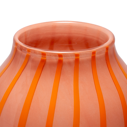 Vase glass stripes orange H27.5cm