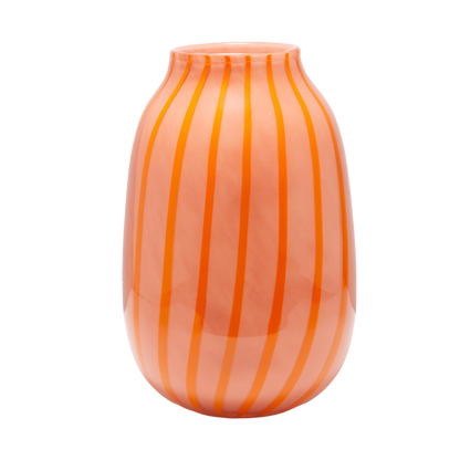 Vase glass stripes orange H27.5cm