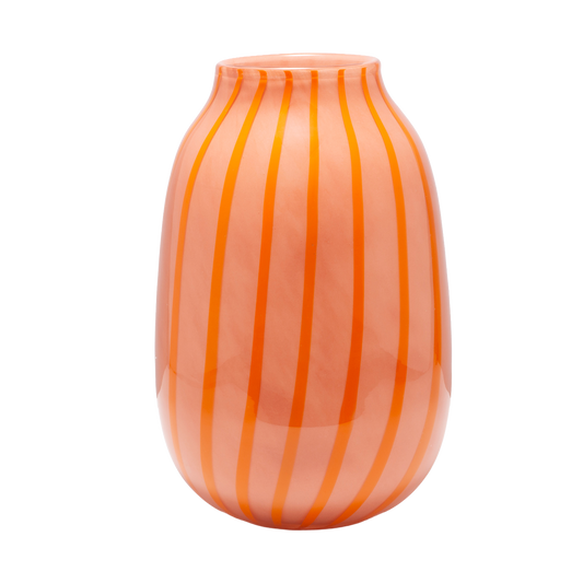 Vase glass stripes orange H27.5cm