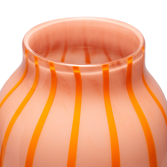 Vase glass stripes orange H38cm