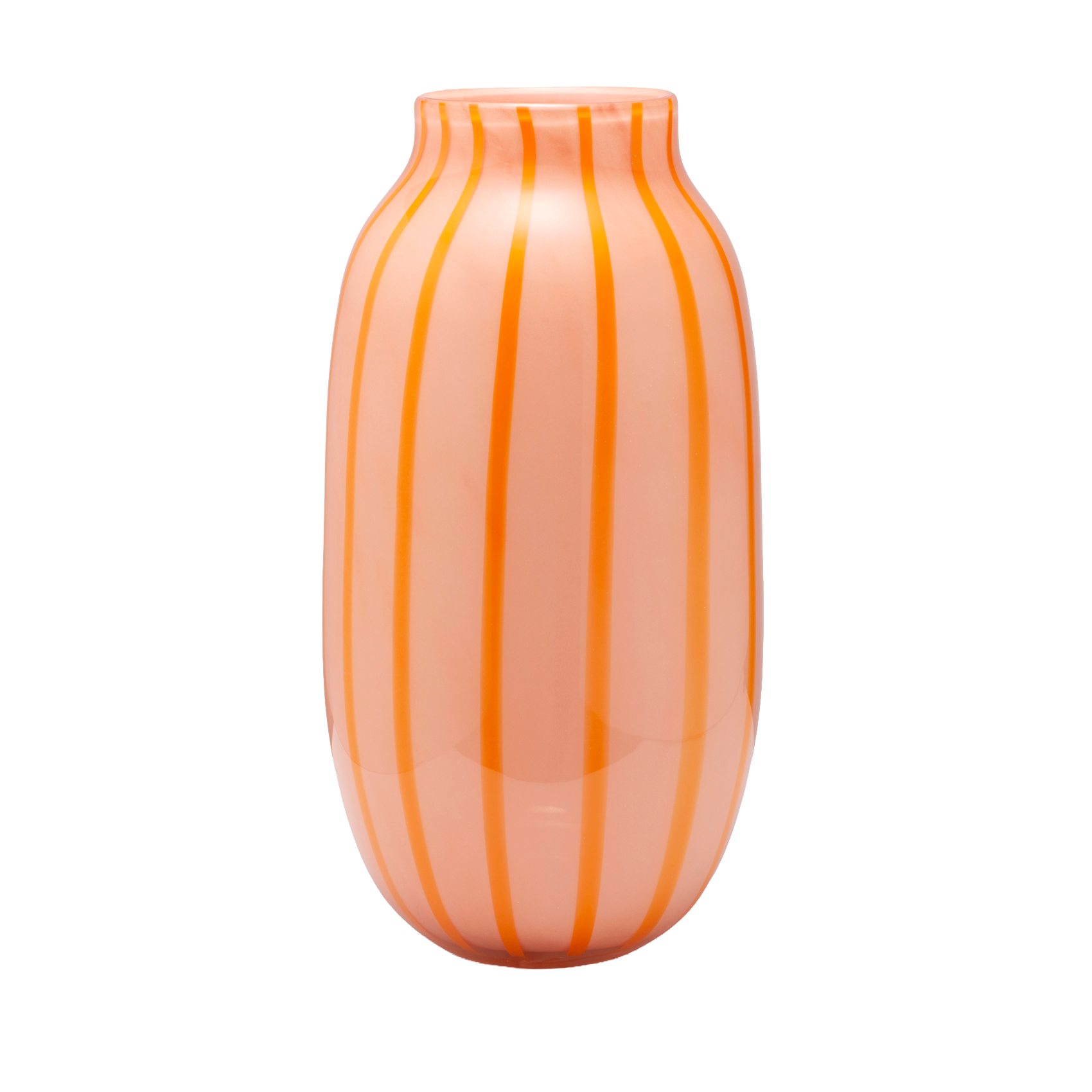 Vase glass stripes orange H38cm#