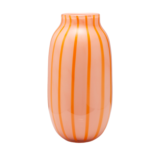 Vase glass stripes orange H38cm