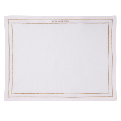 Tischsets mit Stickerei „BON APPETITO“, weiß, 2er-Set*
