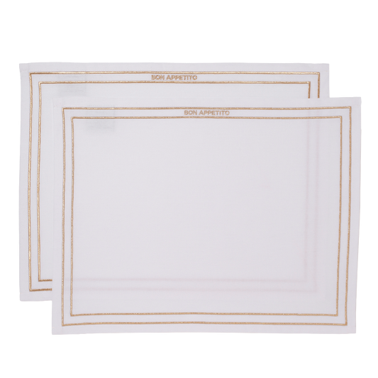 Placemats embroidered BON APPETITO white set of 2*