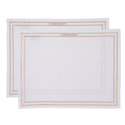 Placemats embroidered LE RESTAURANT white set of 2*