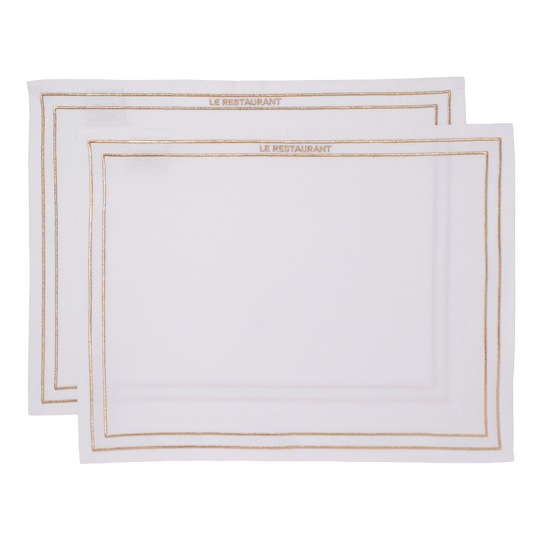 Placemats embroidered LE RESTAURANT white set of 2*