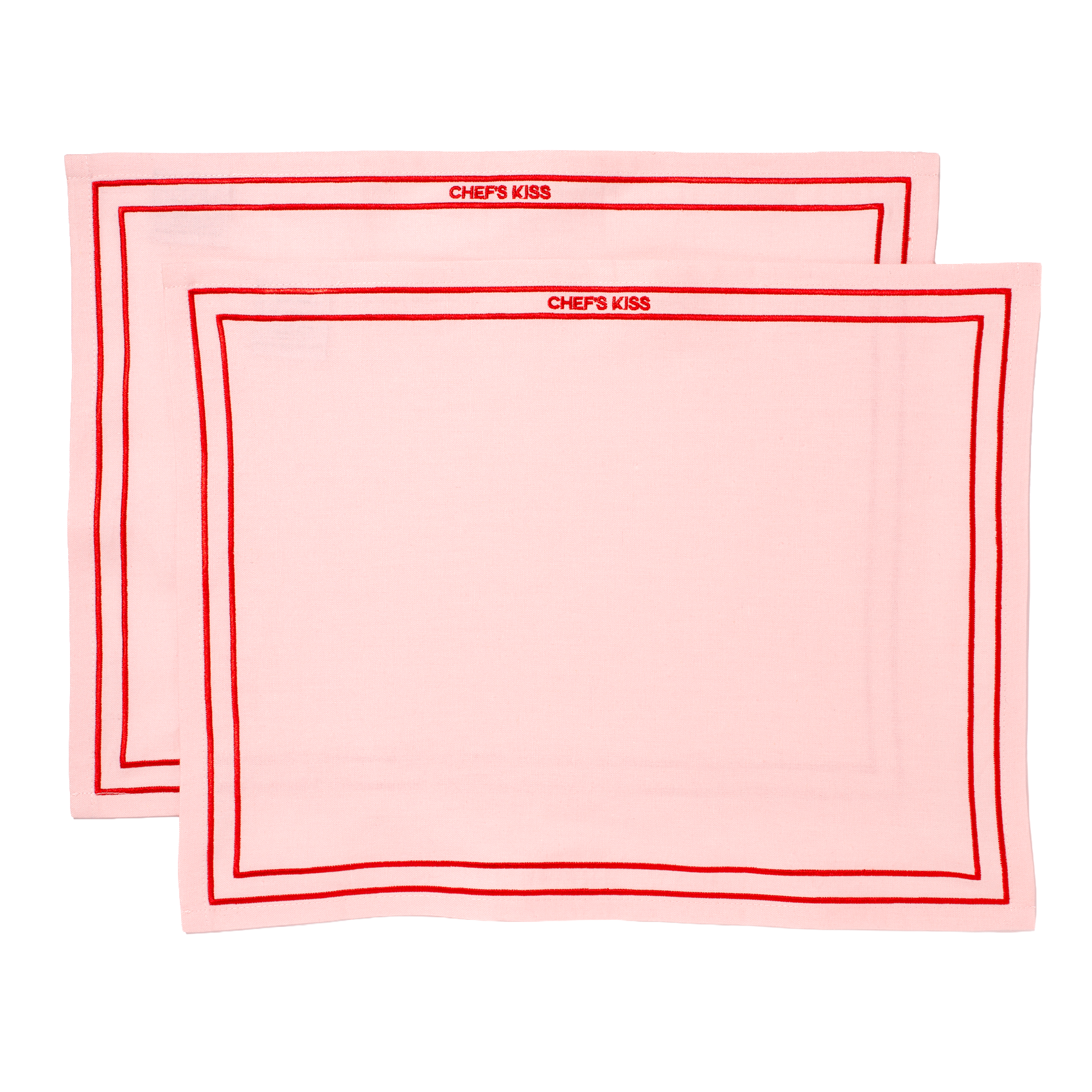 Tischsets mit Stickerei CHEF'S KISS, rosa, 2er-Set #