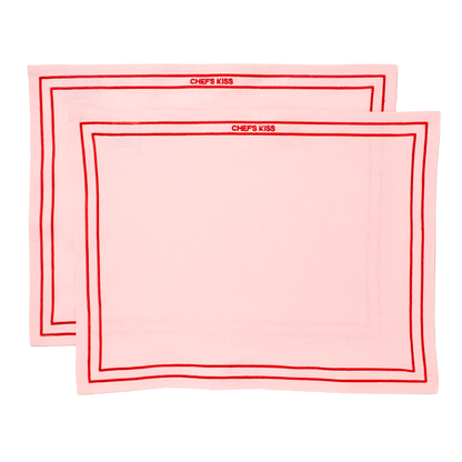 Tischsets mit Stickerei CHEF'S KISS, rosa, 2er-Set #