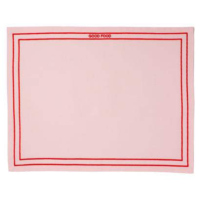 Tischsets mit Stickerei „GOOD FOOD“, rosa, 2er-Set