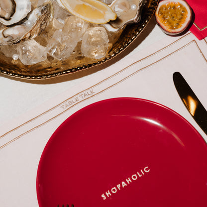 Placemats embroidered TABLE TALK pink set of 2*