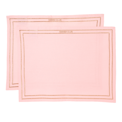 Placemats embroidered DINNER CLUB pink set of 2*