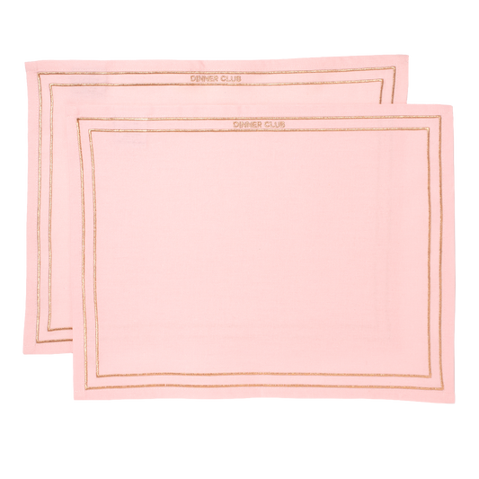 Placemats embroidered DINNER CLUB pink set of 2*